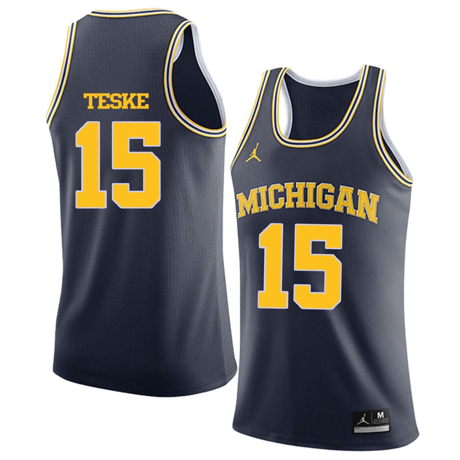 Men Jordan University of Michigan Basketball Navy #15 Teske Customized NCAA Jerseys